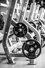 Image showing Modern gym interior with bench press equipment in a raw