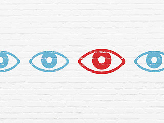 Image showing Privacy concept: eye icon on wall background