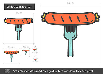 Image showing Grilled sausage line icon.