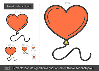 Image showing Heart balloon line icon.