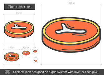 Image showing T-bone steak line icon.