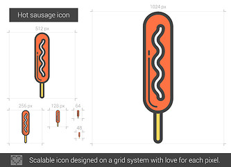 Image showing Hot sausage line icon.