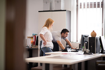 Image showing designers in office at the wooden furniture manufacture