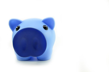 Image showing Blue empty piggybank  