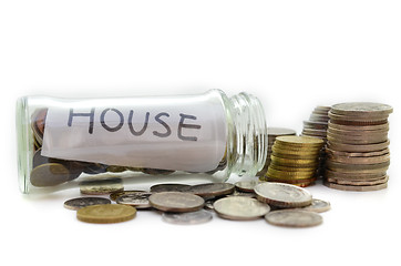 Image showing Stacks of coins for housing purpose