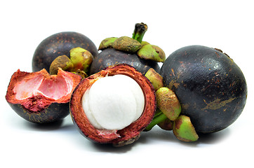 Image showing Ripe mangosteen fruit isolated