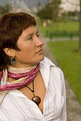 Image showing redhead woman in white