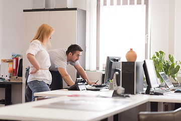 Image showing designers in office at the wooden furniture manufacture