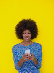 Image showing young black Woman Using mobile phone