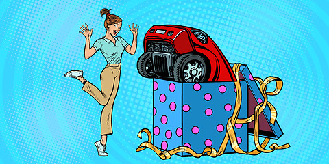 Image showing woman surprise car gift