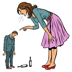 Image showing wife scolding drunk husband