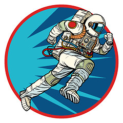 Image showing astronaut runs forward round logo symbol icon