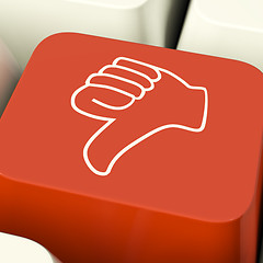 Image showing Thumbs Down Icon Computer Key Showing Dislike Failure And False