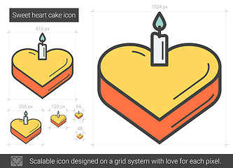 Image showing Sweet heart cake line icon.