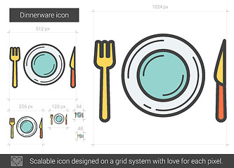 Image showing Dinnerware line icon.
