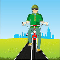 Image showing Vector illustration of the person goes on bicycle