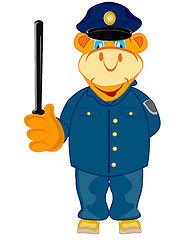 Image showing Cartoon animal police with bat in hand