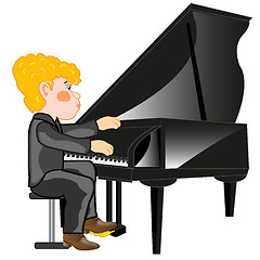Image showing Boy plays on music instrument piano.Vector illustration