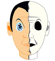 Image showing Vector illustration of the person and halfs of the mask