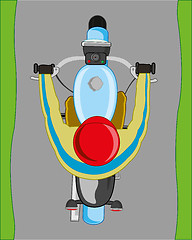 Image showing Motociklist on asphalt road type overhand.Vector illustration