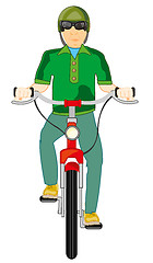 Image showing Man on bicycle on white background is insulated