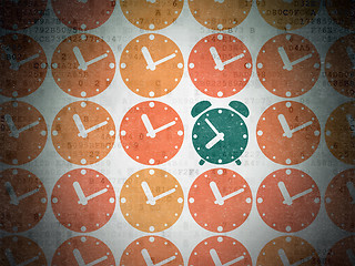 Image showing Time concept: alarm clock icon on Digital Data Paper background