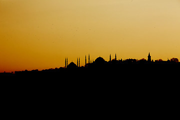 Image showing Istanbul beautiful silhouette on the bosphorus