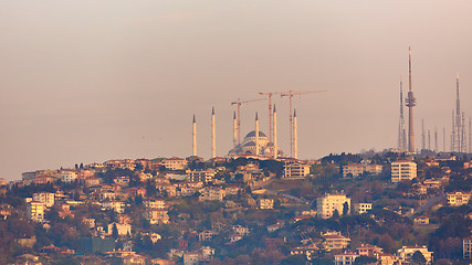 Image showing Istanbul Camlica Mosque or Camlica Tepesi Camii under construction. Camlica Mosque is the largest mosque in Asia Minor. Istanbul, Turkey.