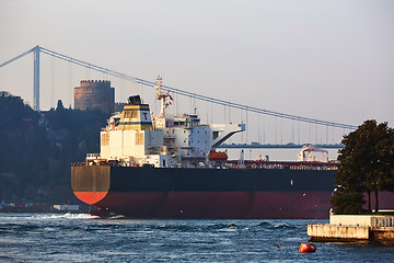 Image showing A cargo ship in the Bosphorus, Istanbul, Turkey.