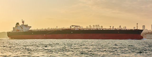 Image showing Logistics and transportation of International Container Cargo ship. Freight Transportation, Shipping.