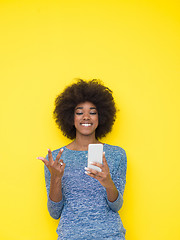 Image showing young black Woman Using mobile phone