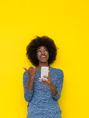 Image showing young black Woman Using mobile phone