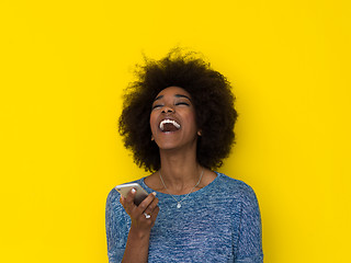 Image showing young black Woman Using mobile phone