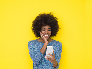 Image showing young black Woman Using mobile phone