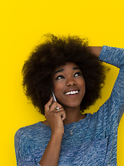 Image showing young black Woman Using mobile phone