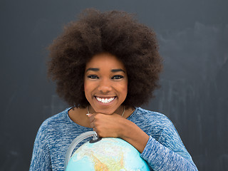 Image showing black woman holding Globe of the world