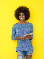 Image showing young black Woman Using Digital Tablet