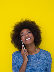 Image showing young black Woman Using mobile phone