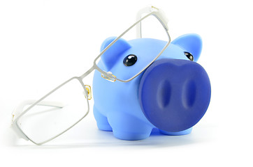 Image showing Blue bank glasses pig piggy 