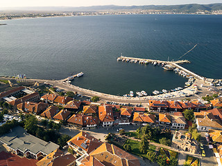 Image showing Aerial view of a port of old Nessebar, ancient city on the Black Sea coast of Bulgaria