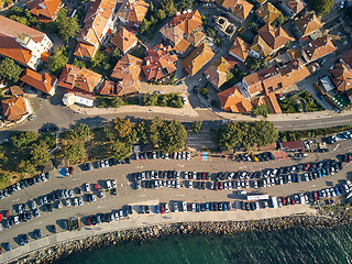 Image showing Aerial view of tile roofs of old Nessebar, ancient city, Bulgaria