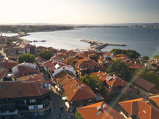 Image showing Aerial view of old Nessebar ancient city on the Black Sea coast of Bulgaria