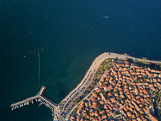 Image showing General aerial view of Nessebar, ancient city on the Black Sea coast of Bulgaria