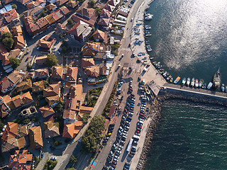 Image showing Aerial view of tile roofs of old Nessebar, ancient city, Bulgaria