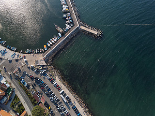 Image showing Aerial view of tile roofs of old Nessebar, ancient city, Bulgaria