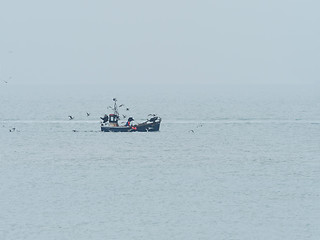 Image showing Fishing Boat on Misty Day