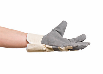 Image showing Male hand wearing working glove