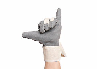 Image showing Male hand wearing working glove