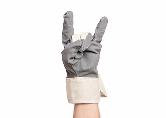 Image showing Male hand wearing working glove