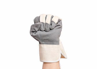 Image showing Male hand wearing working glove